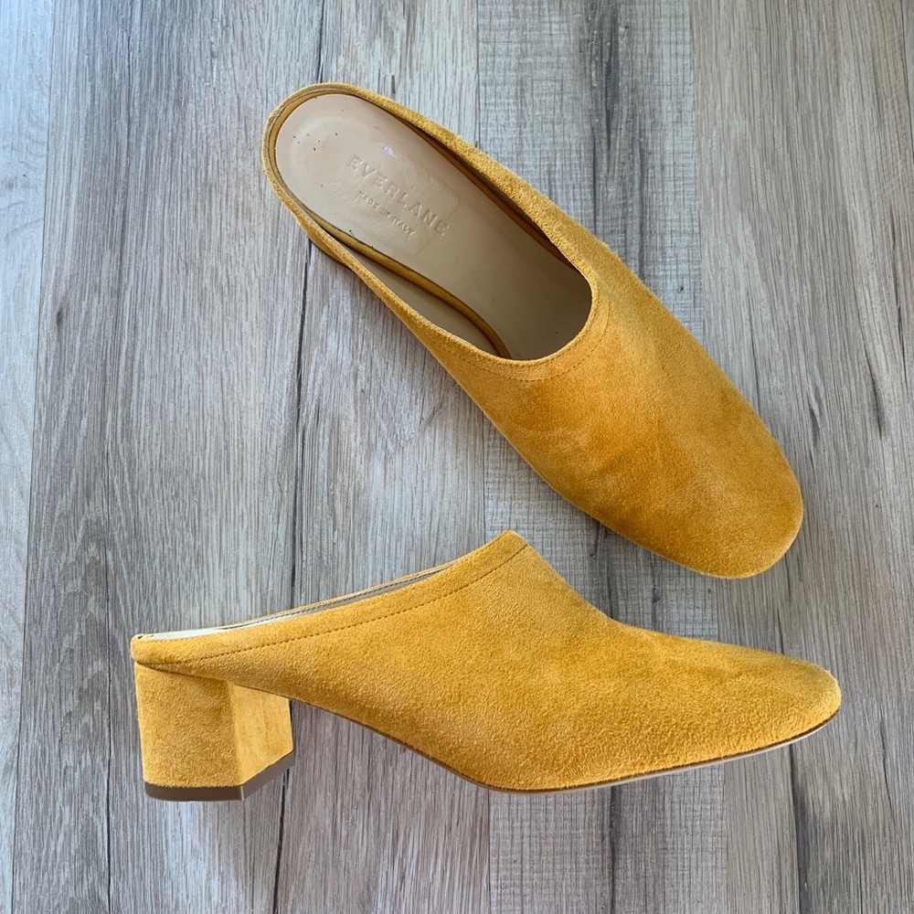 Everlane Mustard Suede Mules